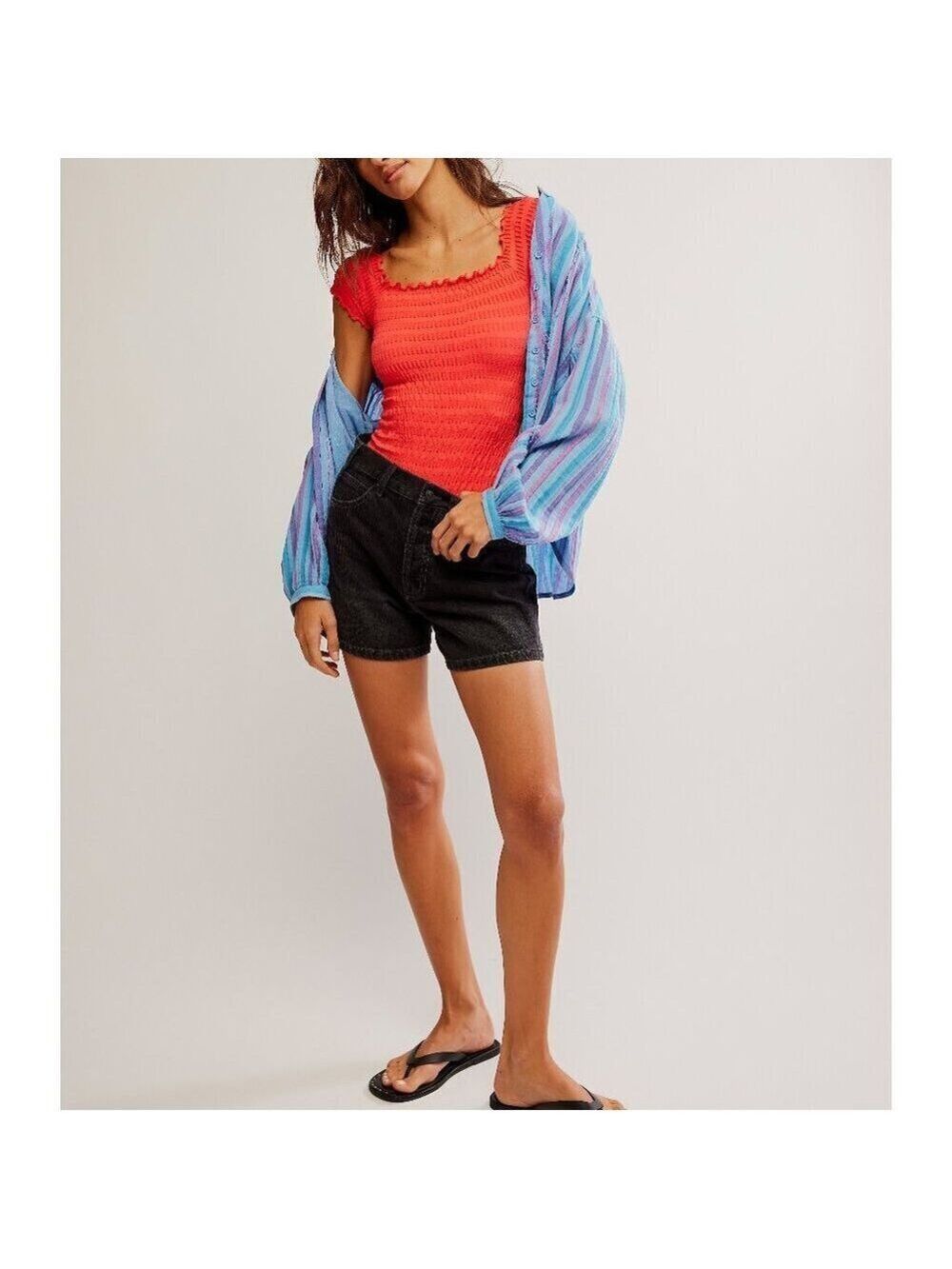 Women's Coral Ribbed Top - Picture 6 of 8